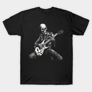 Rock And Roll Skeleton Rocker Design T-Shirt